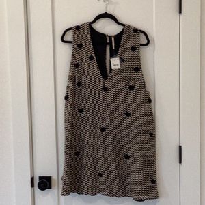 Free People Black and Cream Patterned Dress